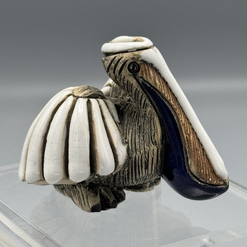 Vtg Artesania Rinconada Pelican Figurine Uruguay Signed Animal Pottery 3" Bird
